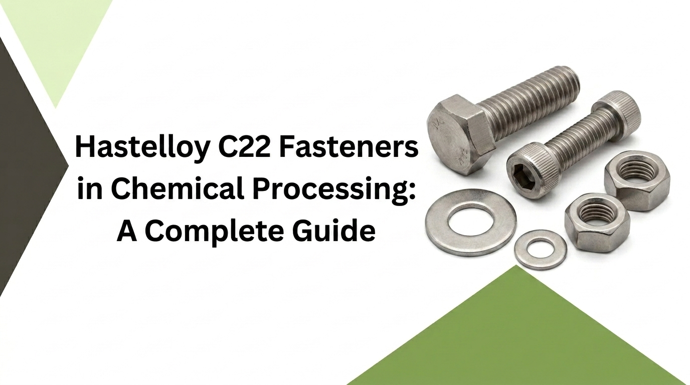 Hastelloy C22 fasteners for chemical processing with bolts, nuts, and washers industrial guide.